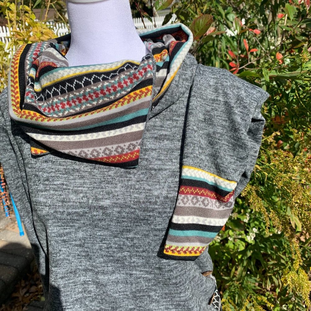 SOLD Striped Splicing Cowl Neck Hoodie Top - Picture 14 of 16